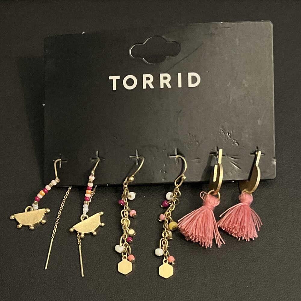 Torrid 3 Pairs Earrings Beads Tassle